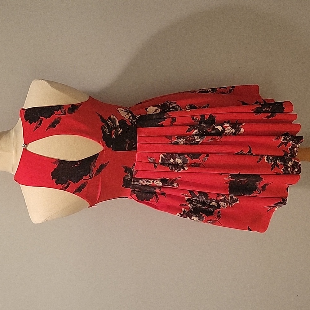 Free People Flutterby Red Pleated Dress SZ 2 - Picture 4 of 7